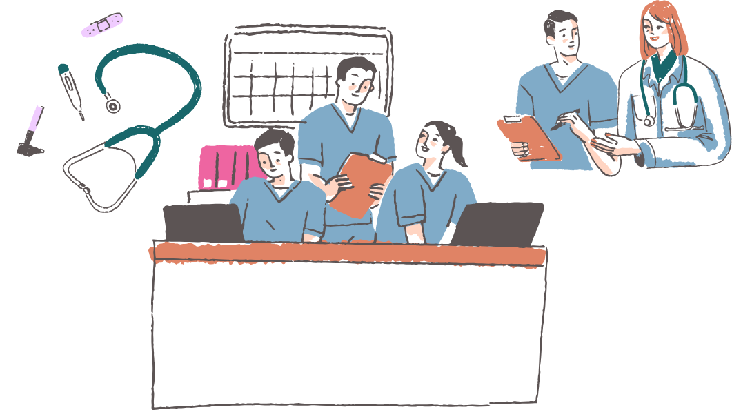 fumetto con personale sanitario