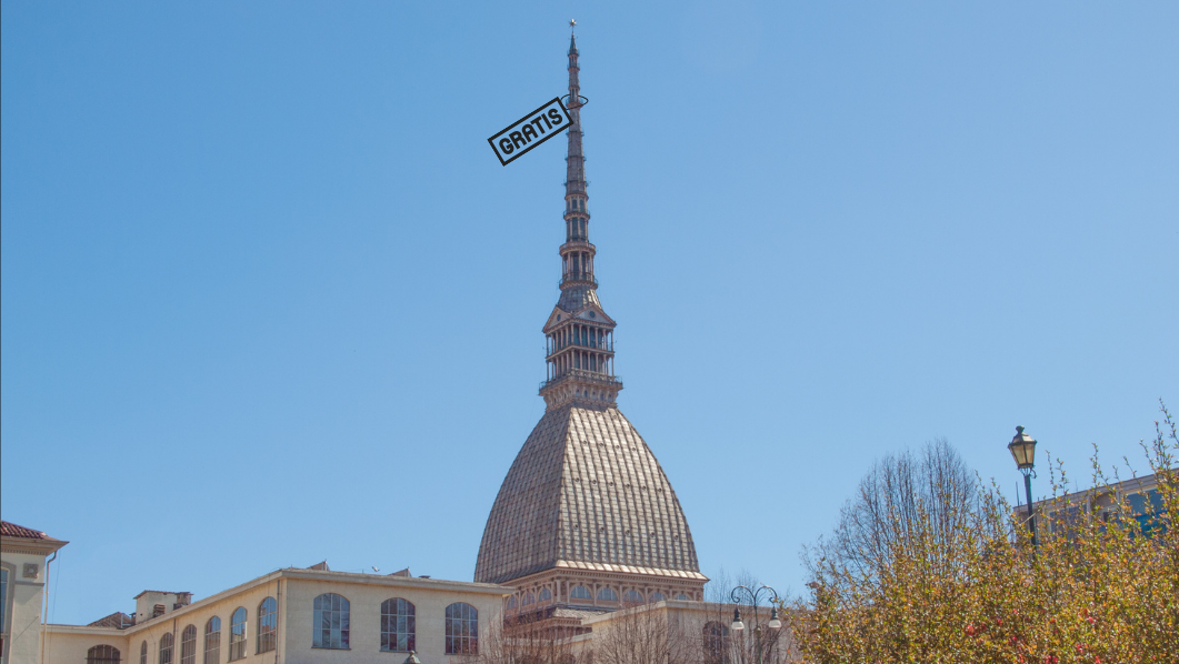 mole antonelliana con targhetta con scritto gratis