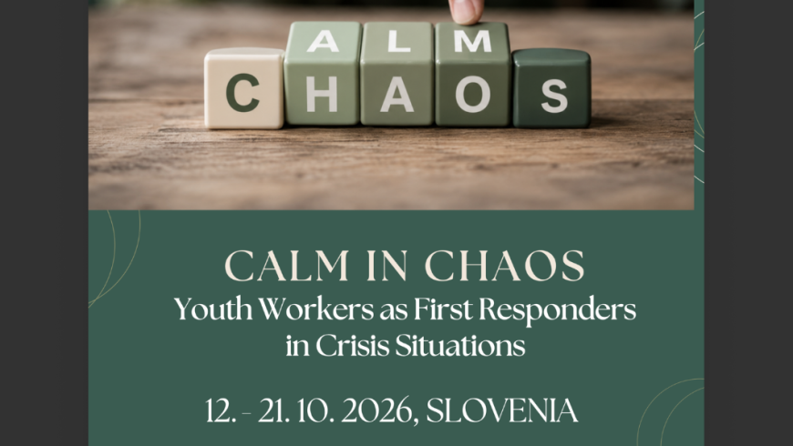 scritta Calm in chaos con date e luogo del progetto
