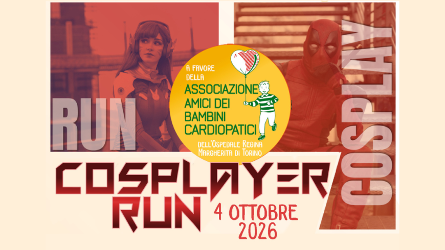 Volantino promozionale dell'evento benefico "Cosplayer Run 2026"