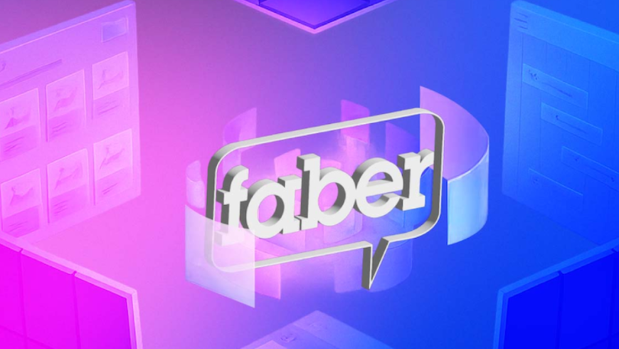 scritta faber su sfondo viola e blu