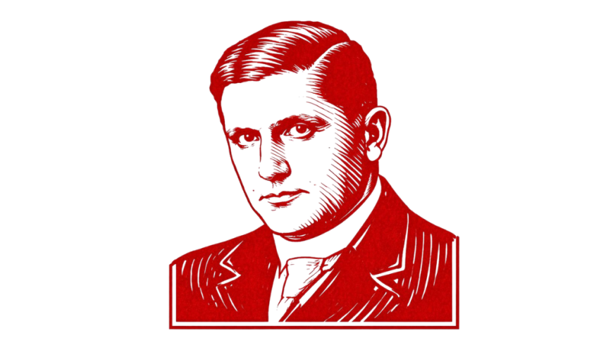 Ritratto stilizzato di uomo in bianco e rosso