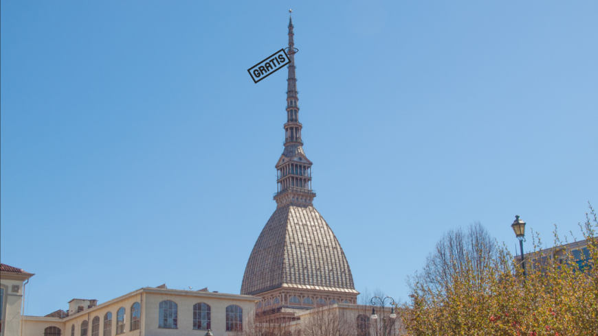 mole antonelliana con targhetta con scritto gratis