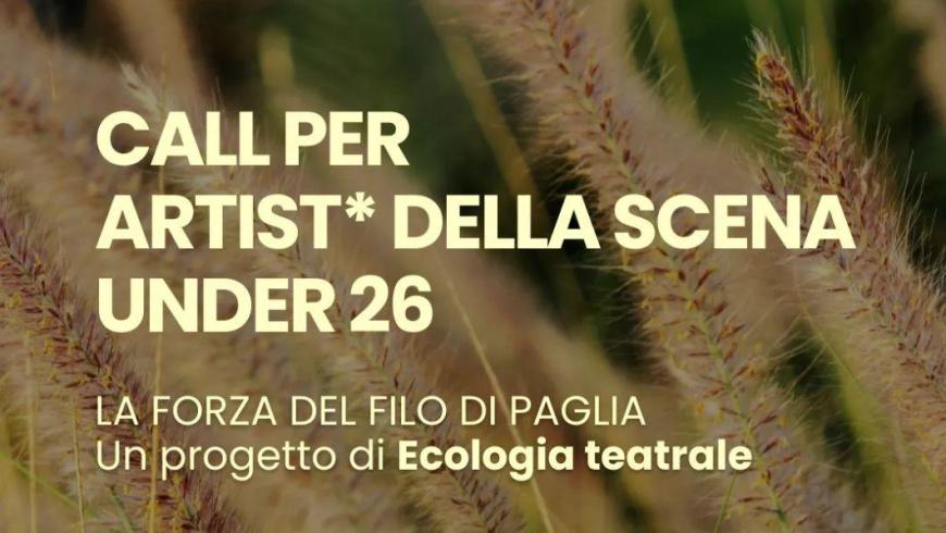 scritta Call per artist* della scena under 26 su sfondo immagine di fili d'erba di campo