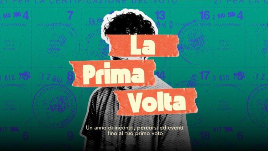 Ragazzo coperto dalla scritta La Prima Volta