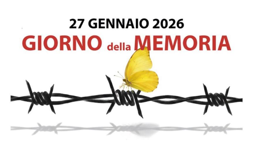 Scritta giorno della memoria con filo spinato e farfalla