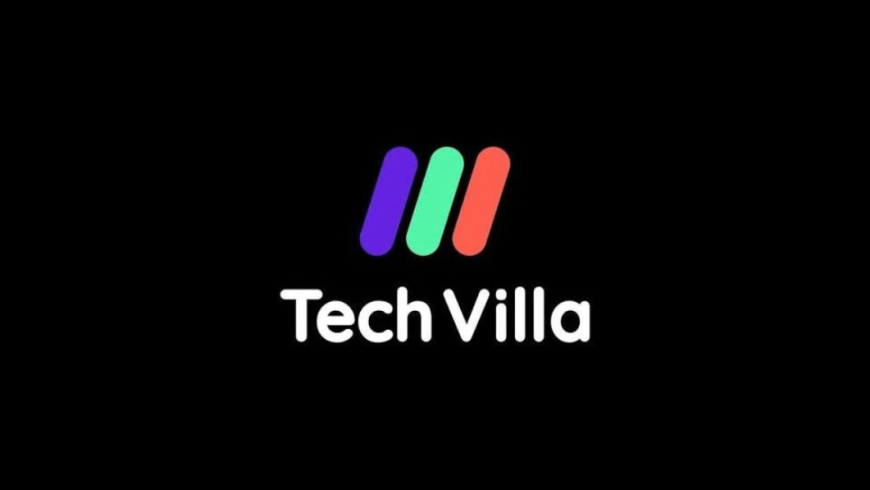 logo di "Tech Villa", composto da tre linee verticali colorate