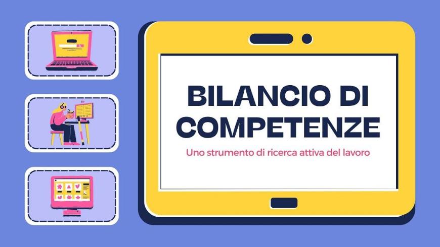 schermo stilizzato con scritta bilancio di competenze