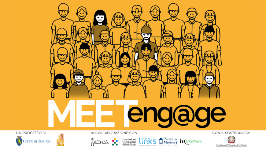 Grafica con ragazze e ragazzi e scritta MEET eng@ge