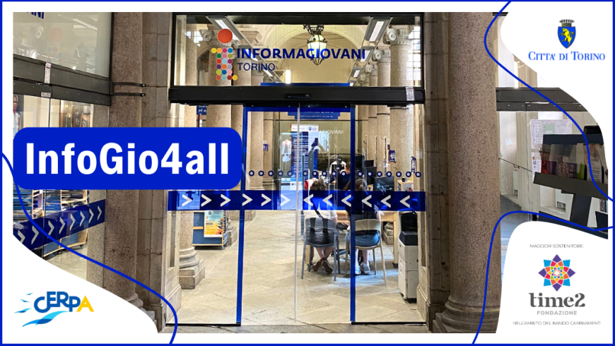 Ingresso Centro InformaGiovani e scritta InfoGio4all
